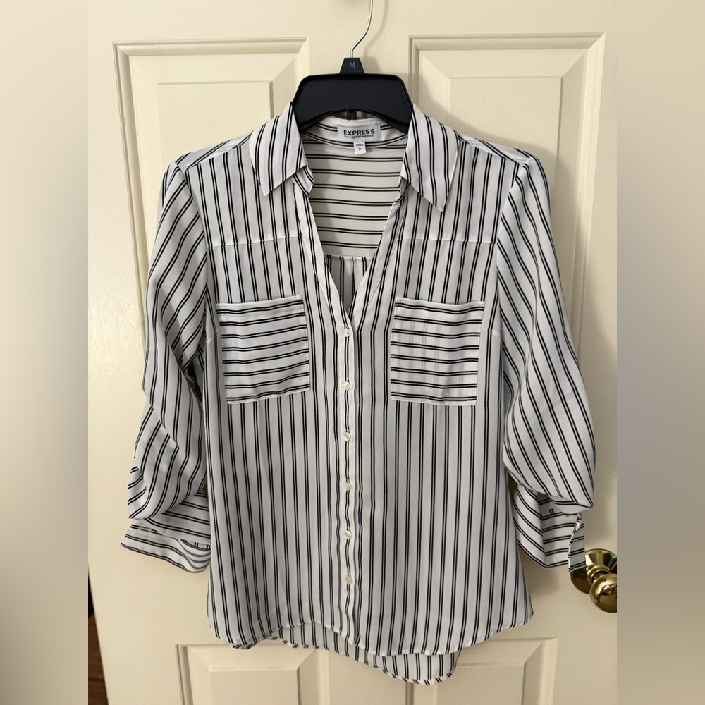 Express Portofino Button Down
Blouse with Notched Collar